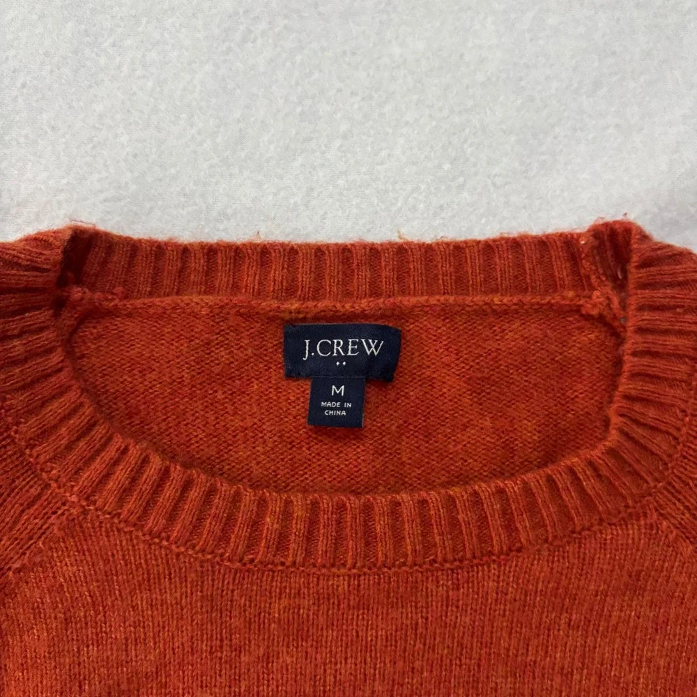 J.Crew Mens Lambswool Blend Raglan Crewneck Sweater Burnt Orange Rust M